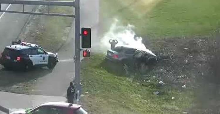 VIDEO: Bloomington Pursuit of Shots Fired Suspect Ends in Crash in Eagan